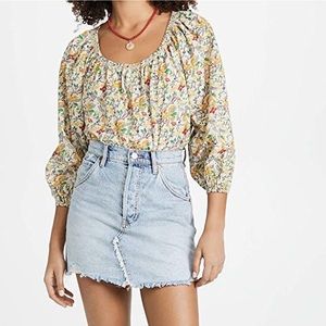 Free People Brea Cutoff Light Wash Skirt Nwt